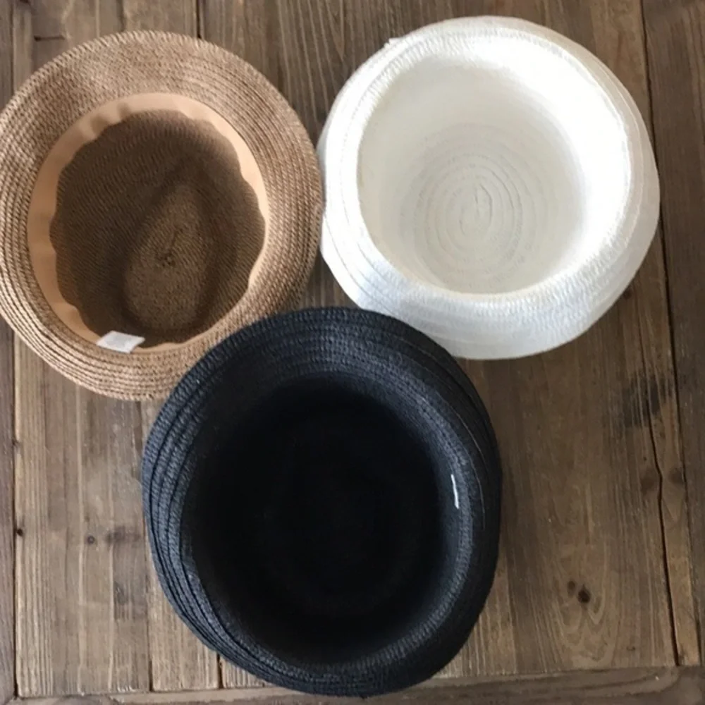 Hat Set White Black Brown Size aprox 20.7” paper/polyester Blend